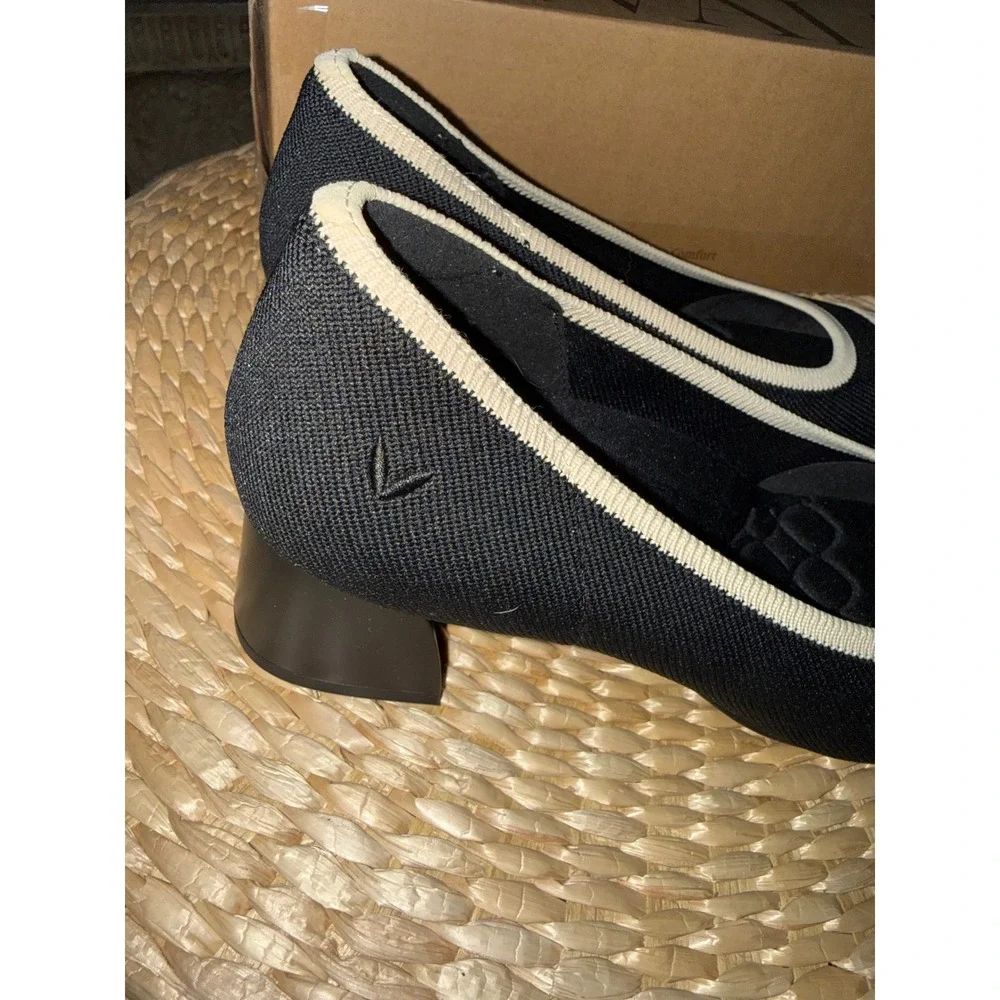 VIVAIA Julie Pro Black Beige‎ Knit Low Heel Pumps Comfort Shoes Size 6 New